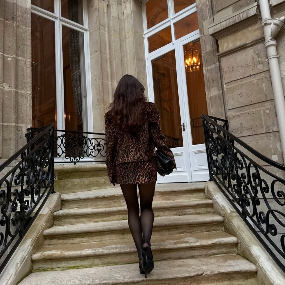 Zara brown blazer animal print velvet velour cheetah leopard suit jacket - Picture 6 of 15